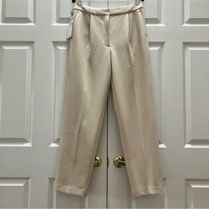 NWT Aritzia Wilfred Ibiza Pleated Pants High Waist Straight Oakwood Tan size 12